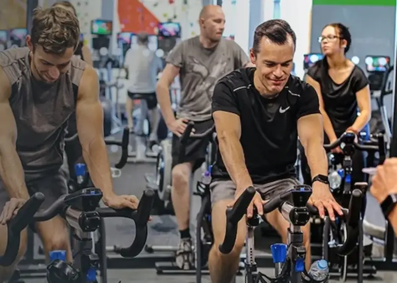 Group cycling fitness class