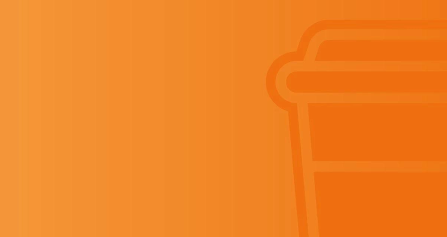 Orange banner with coffee cup silhouette